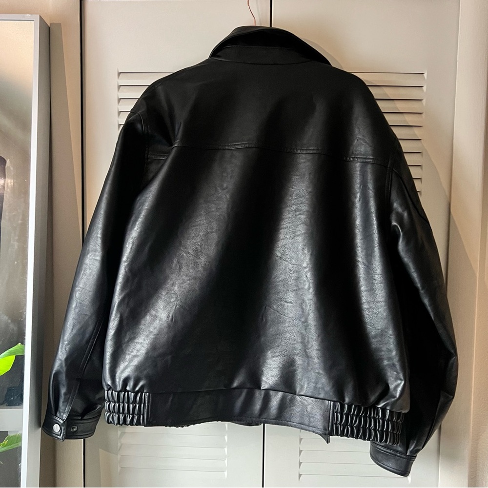 Topshop / Faux Leather Bomber Jacket / large - Picture 4 of 5